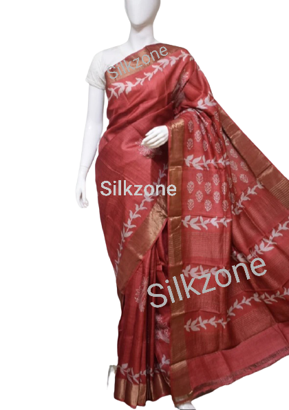 Pure Tussar Silk print saree