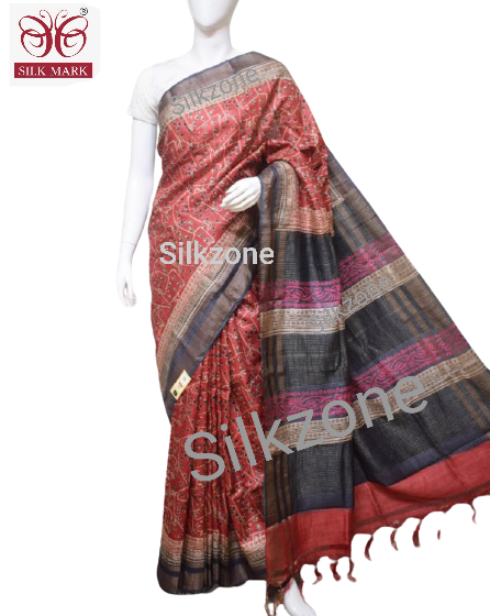 Pure Tussar Silk print saree