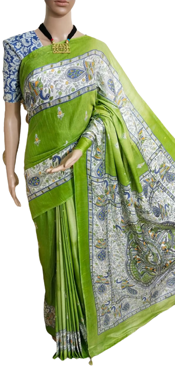 Katan silk madhubani print saree SILK ZON