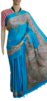 Katan silk madhubani print saree SILK ZON