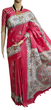 Katan silk madhubani print saree Silk ZONE