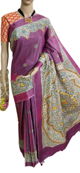 Katan silk madhubani print saree SILK ZON