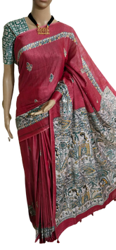 Katan silk madhubani print saree SILK ZON