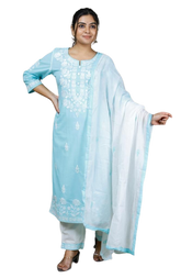 Khadi cotton embroidery suit