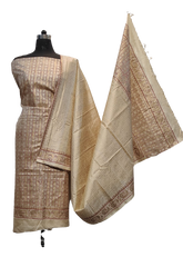 Pure tussar khadi print suit