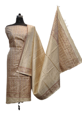 Pure tussar khadi print suit