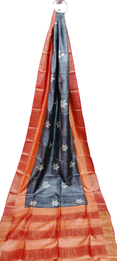 Tussar handblock print saree