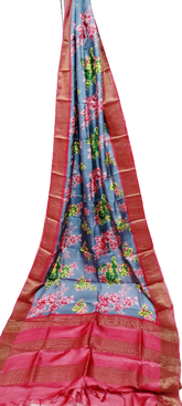 Tussar handblock print saree