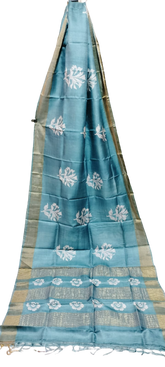 Tussar handblock print saree