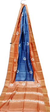 Tussar hand block print saree