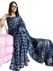 Chanderi Cotton Hand Block Bagro Print Saree SILK ZONE