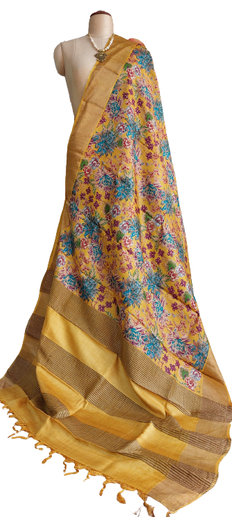 Pure Tussar Silk print saree
