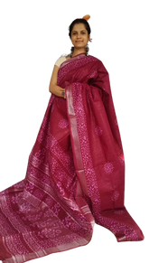 Khadi Linen batik print saree Silkma