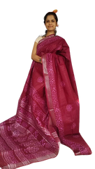 Khadi Linen batik print saree Silkma