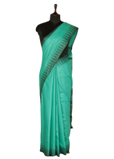 Cotton Art silk black Temple border Rama Green saree with black Rama Green lining blouse INDIA SILK P.W.C.S. LTD