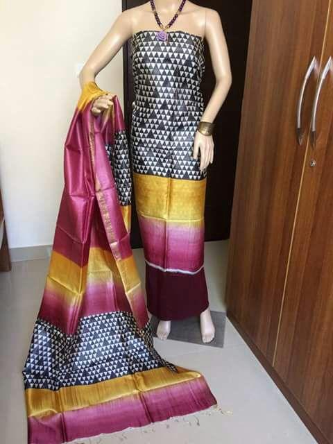 Tussar silk dress silkzon.in
