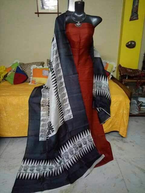 Tussar silk dress silkzon.in