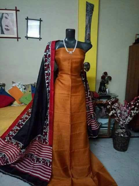 Tussar silk dress silkzon.in