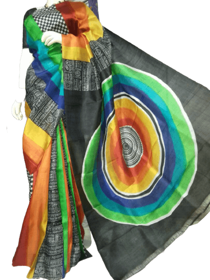 Tussar silk saree hand pent SILK ZONE