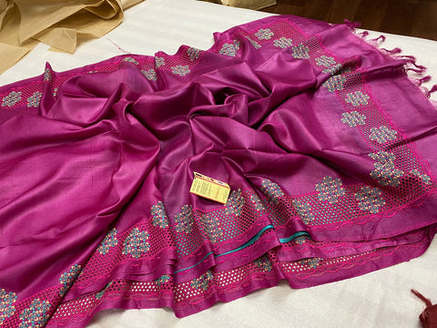 Tussar Silk cutwork saree