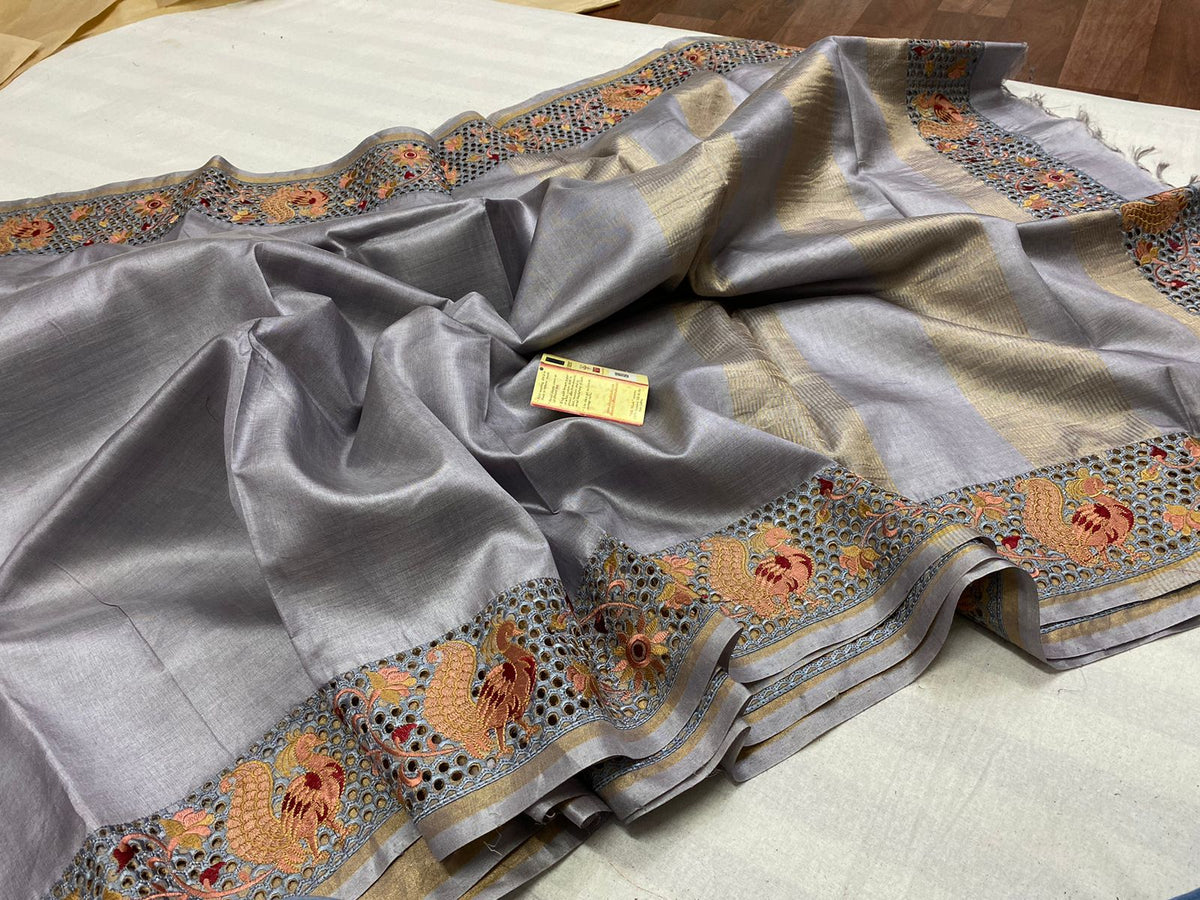 Tussar Silk cutwork saree