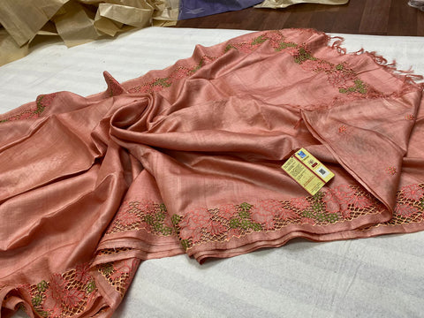 Tussar Silk cutwork saree