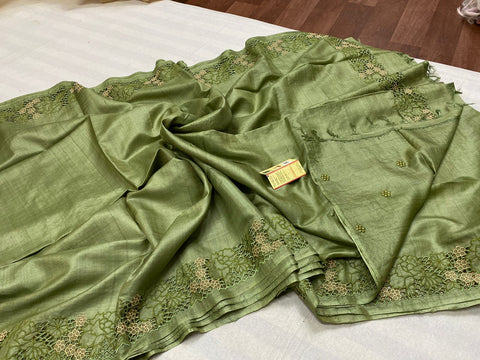 Tussar Silk cutwork saree