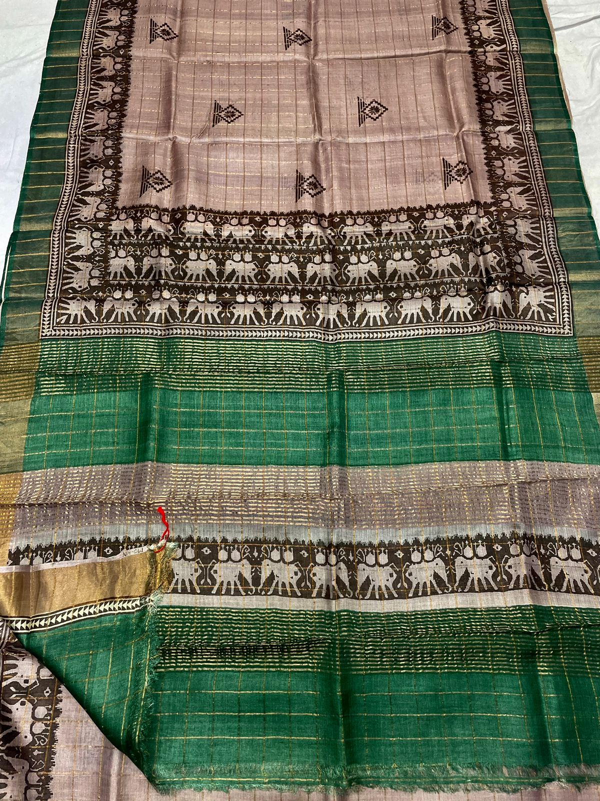 Tussar Silk Hand Block Print Saree