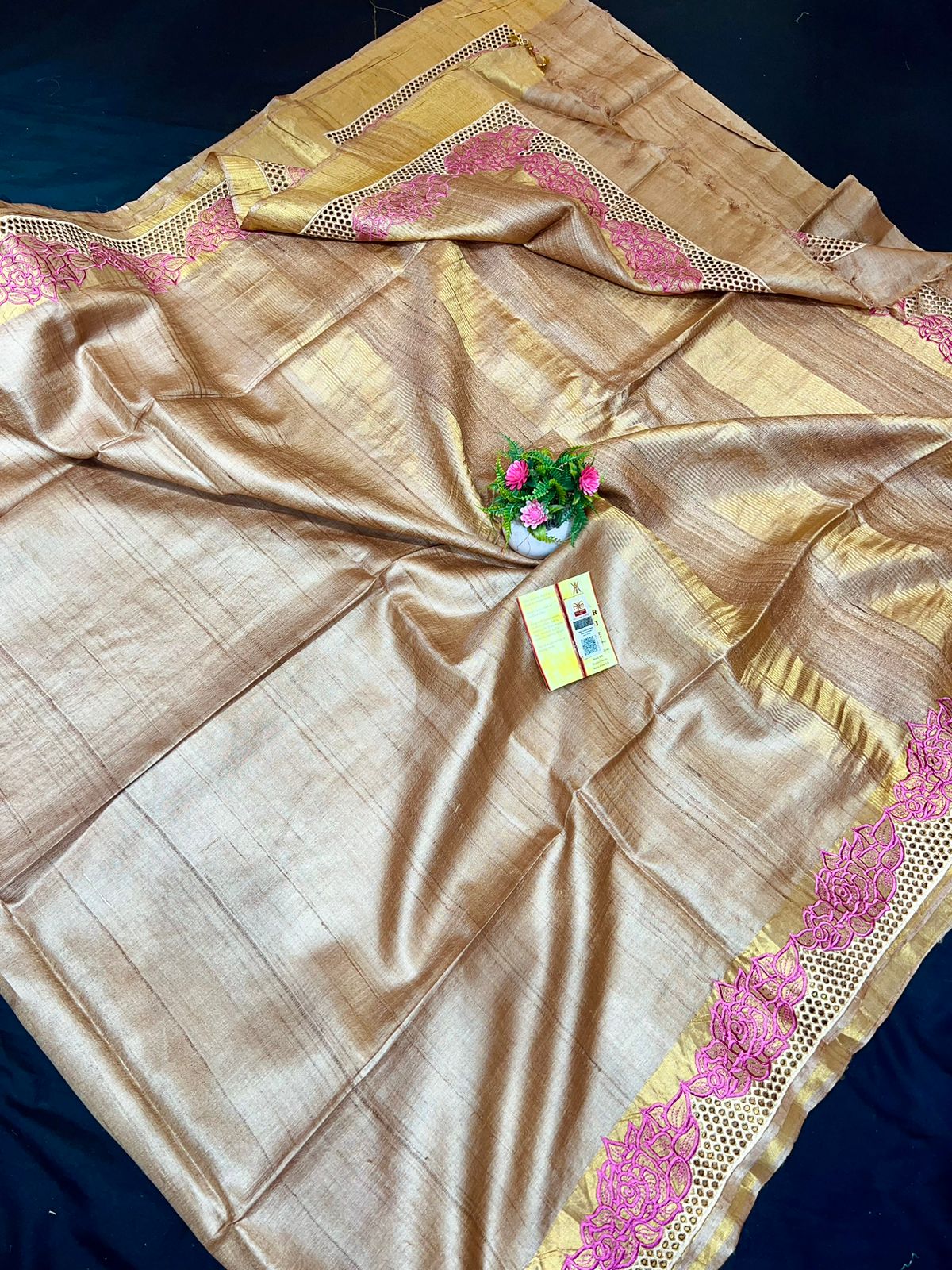 Tussar Silk cutwork saree