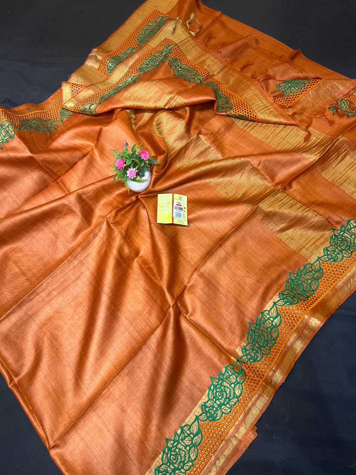 Tussar Silk cutwork saree