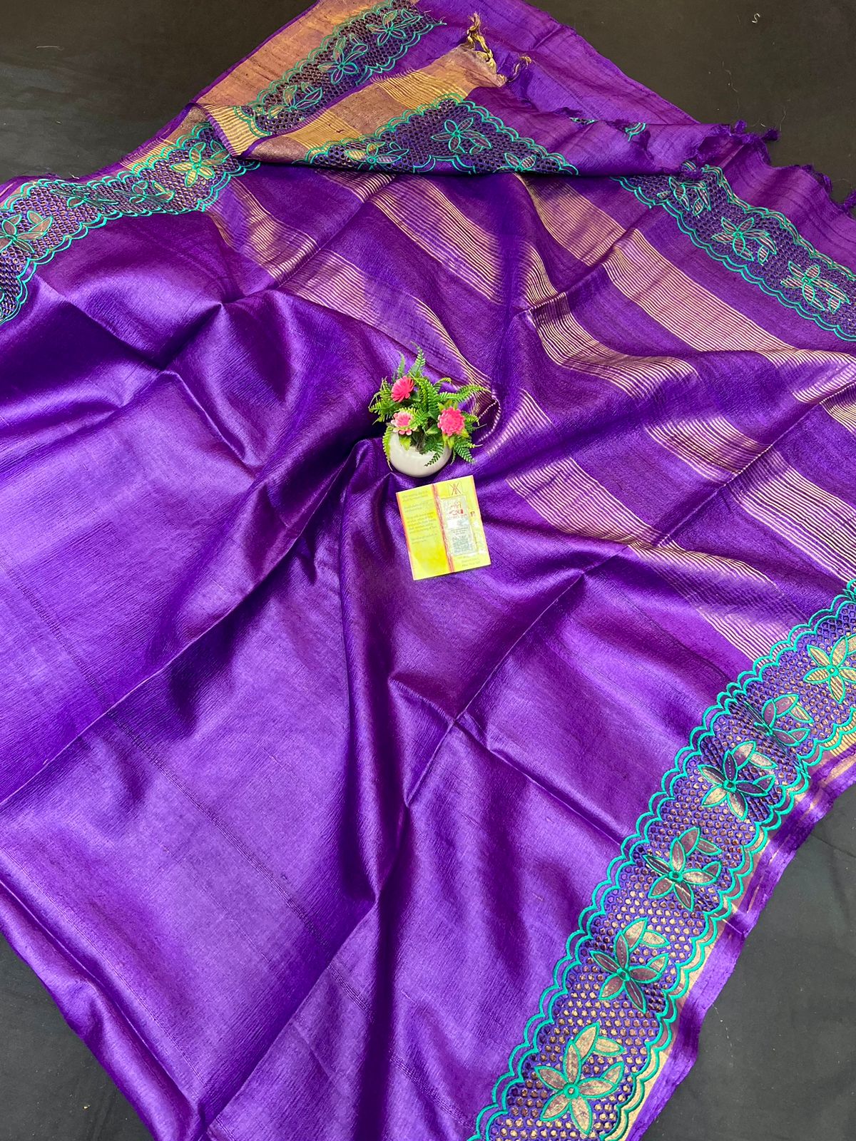 Tussar Silk cutwork saree