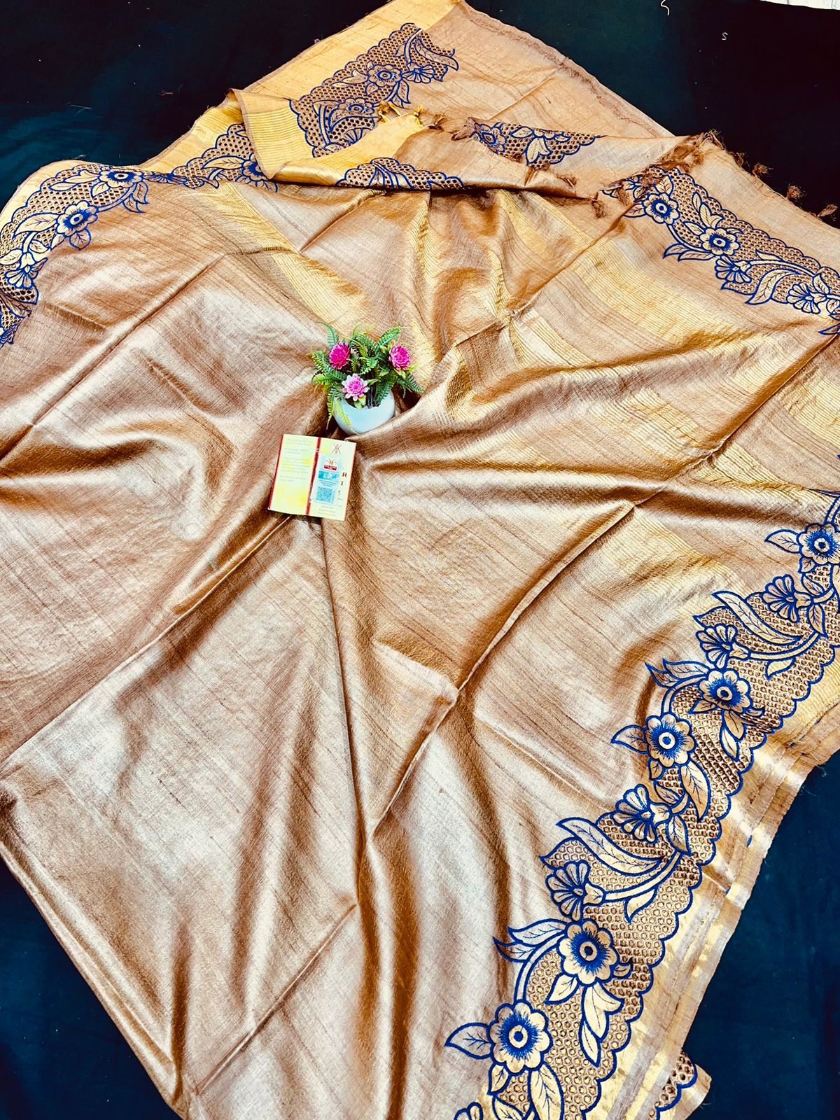 Tussar Silk cutwork saree