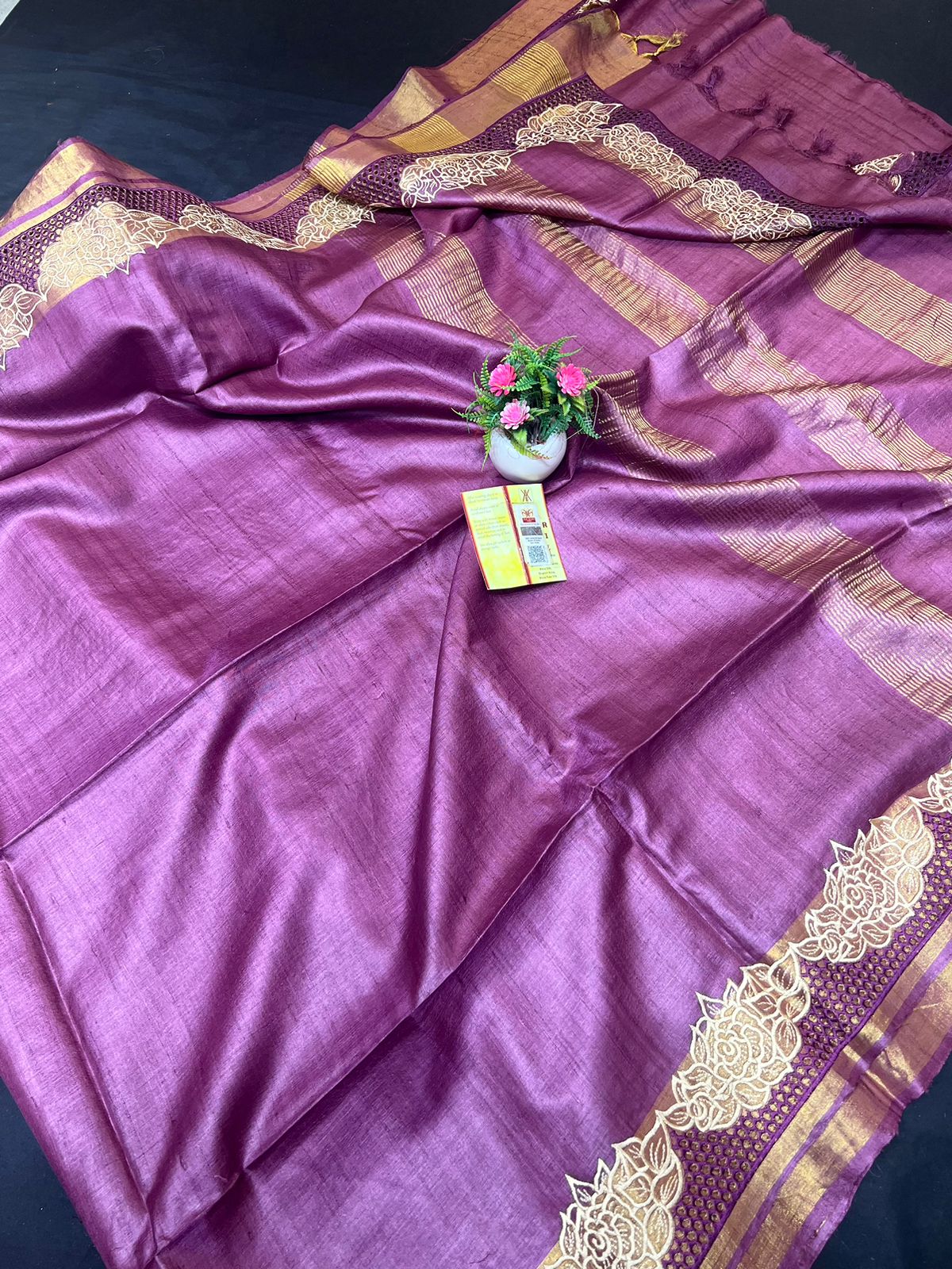 Tussar Silk cutwork saree