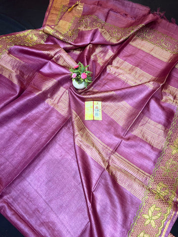 Tussar Silk cutwork saree