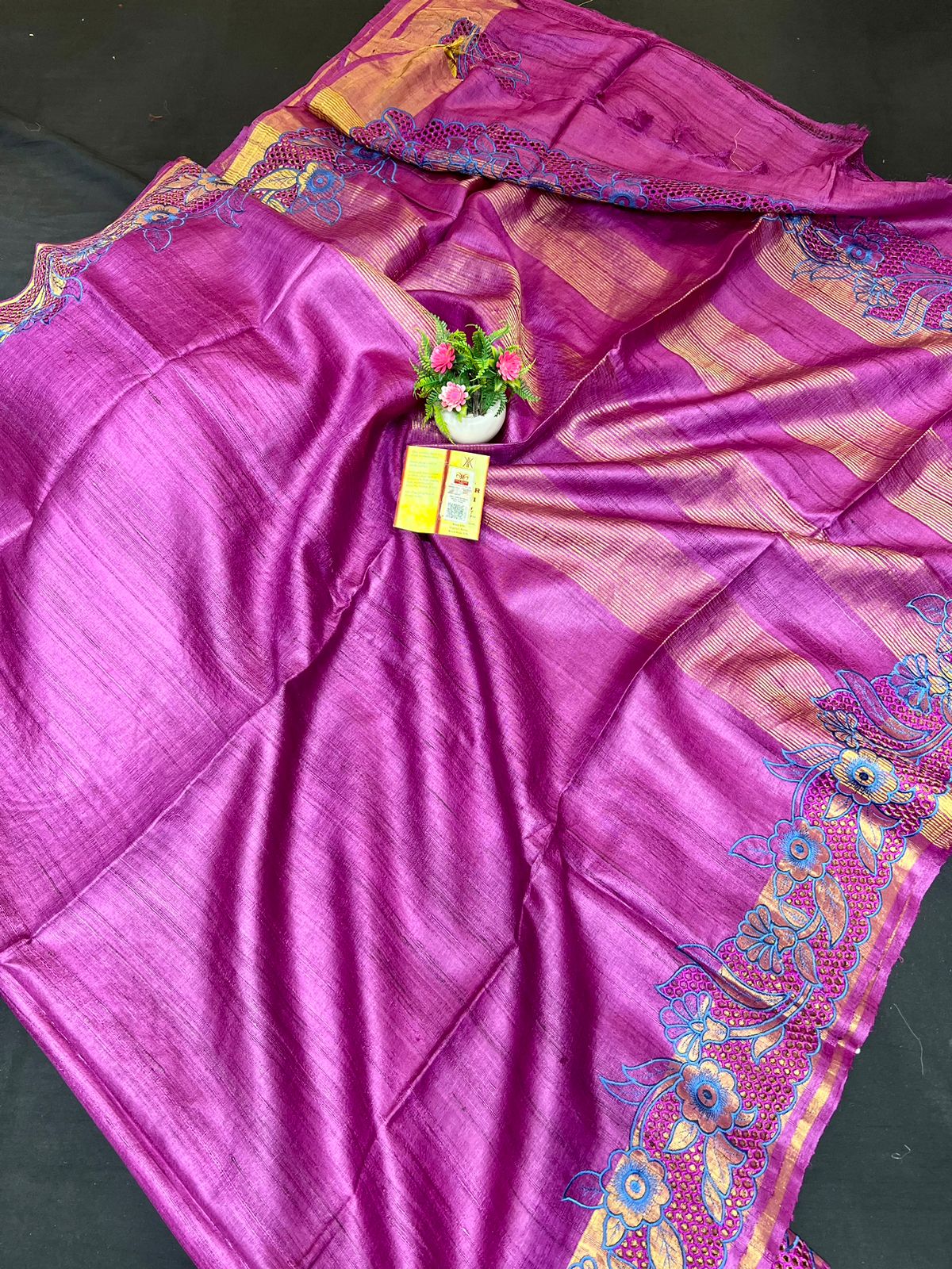 Tussar Silk cutwork saree