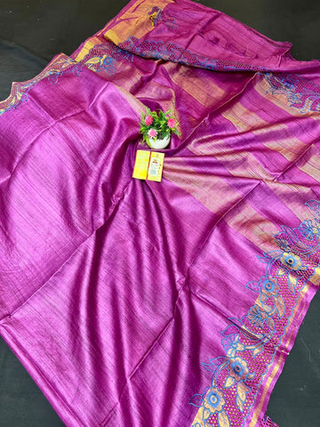 Tussar Silk cutwork saree