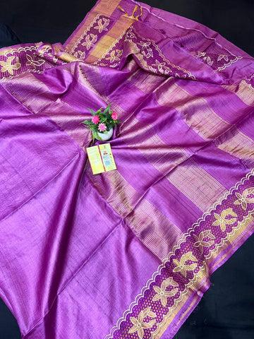 Tussar Silk cutwork saree