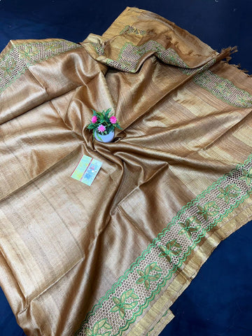 Tussar Silk cutwork saree