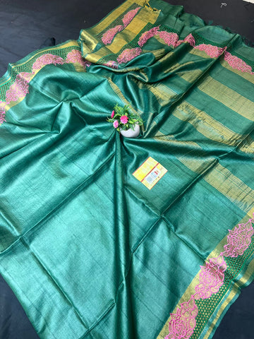 Tussar Silk cutwork saree