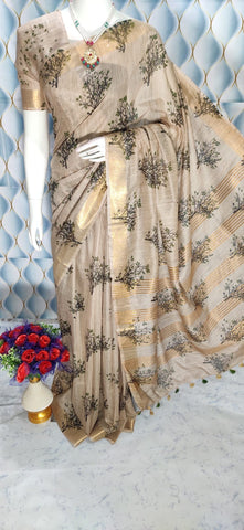 Baswada silk saree Screen print with Blouse