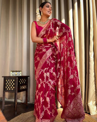 Semi Gregory Banarsi Design saree & blouse piece