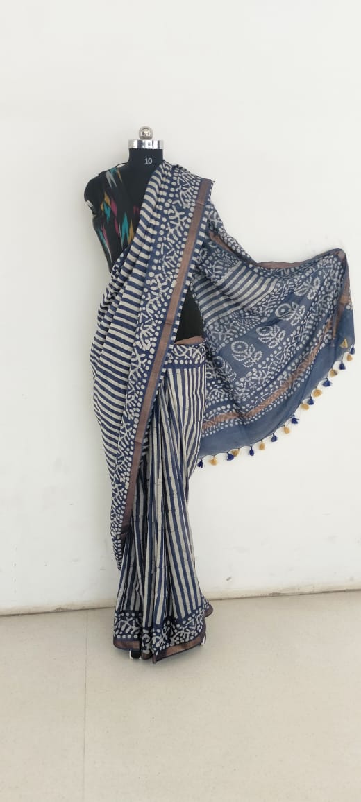 Soft silk hand print saree