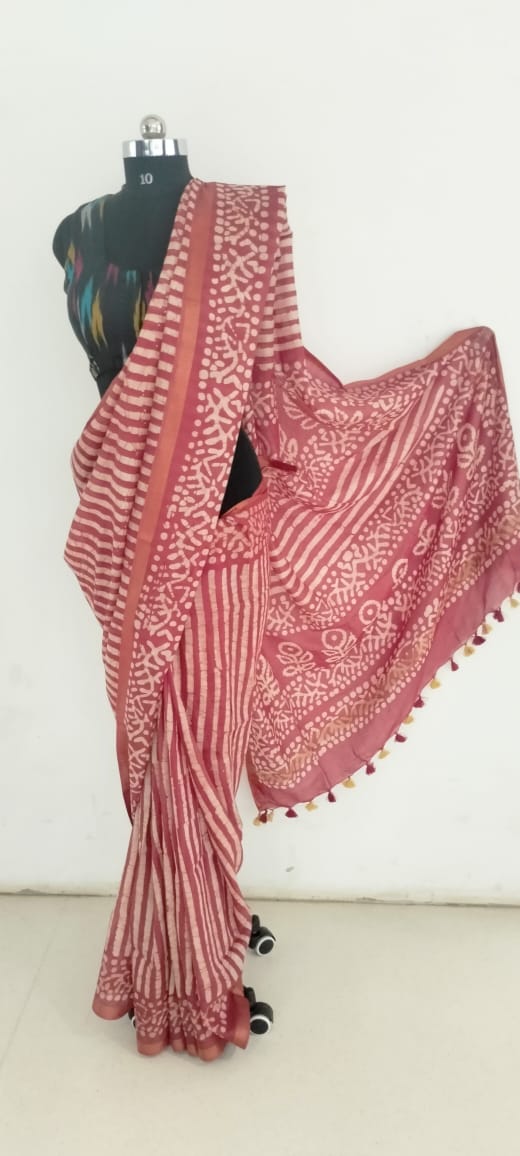 Soft silk hand print saree