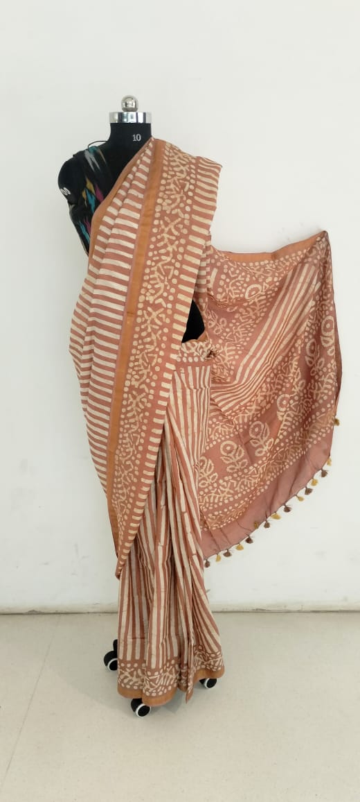 Soft silk hand print saree
