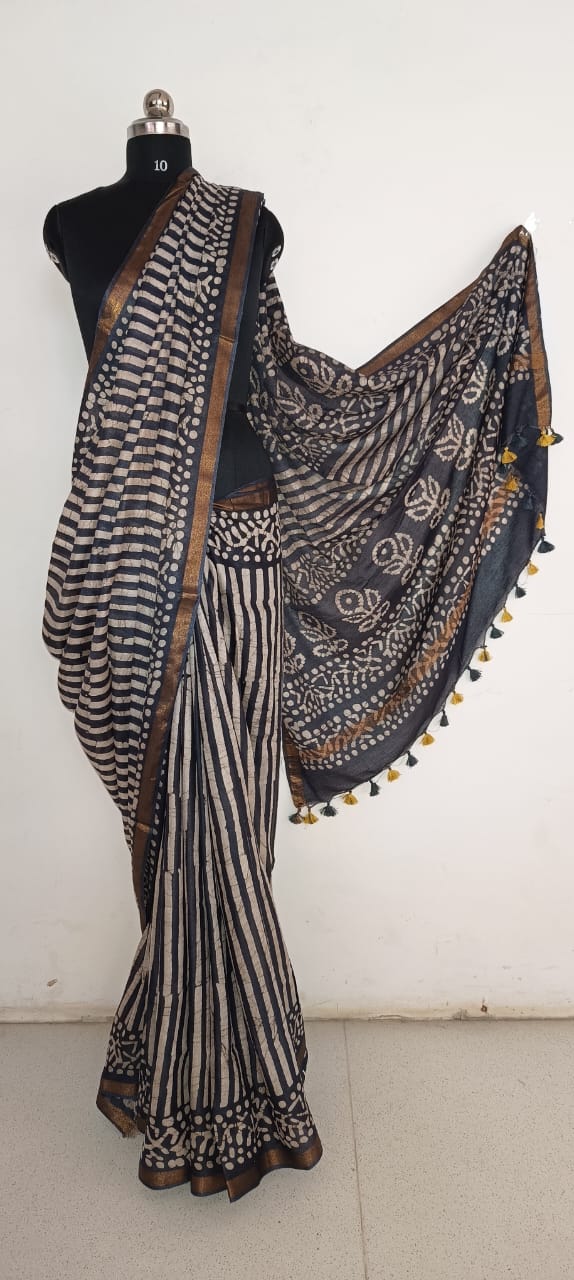 Batik Printed Silk Saree | Craftomaniacs