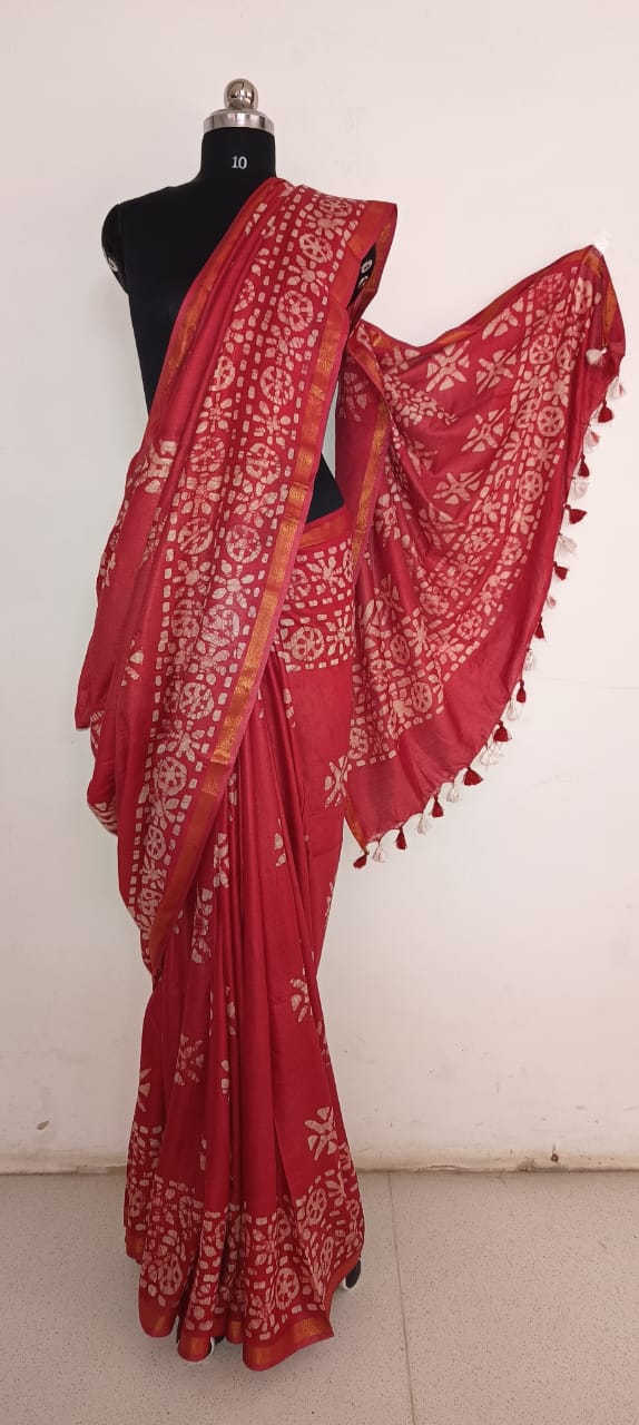 Soft silk batik print saree