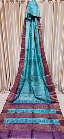 Pure tussar silk print saree