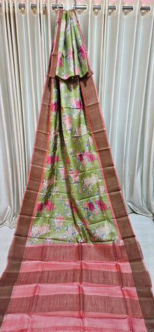 Pure tussar silk print saree