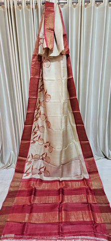 Pure tussar silk print saree