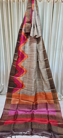 Pure tussar silk print saree